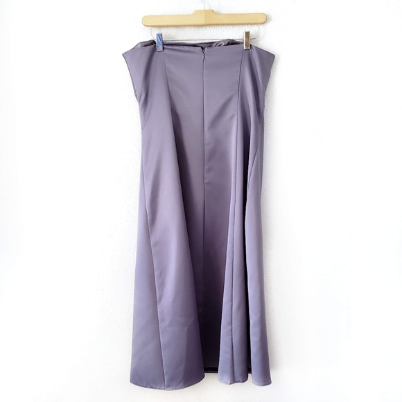 JS Boutique Silver Gray Satin Strapless Dress - Picture 2 of 5